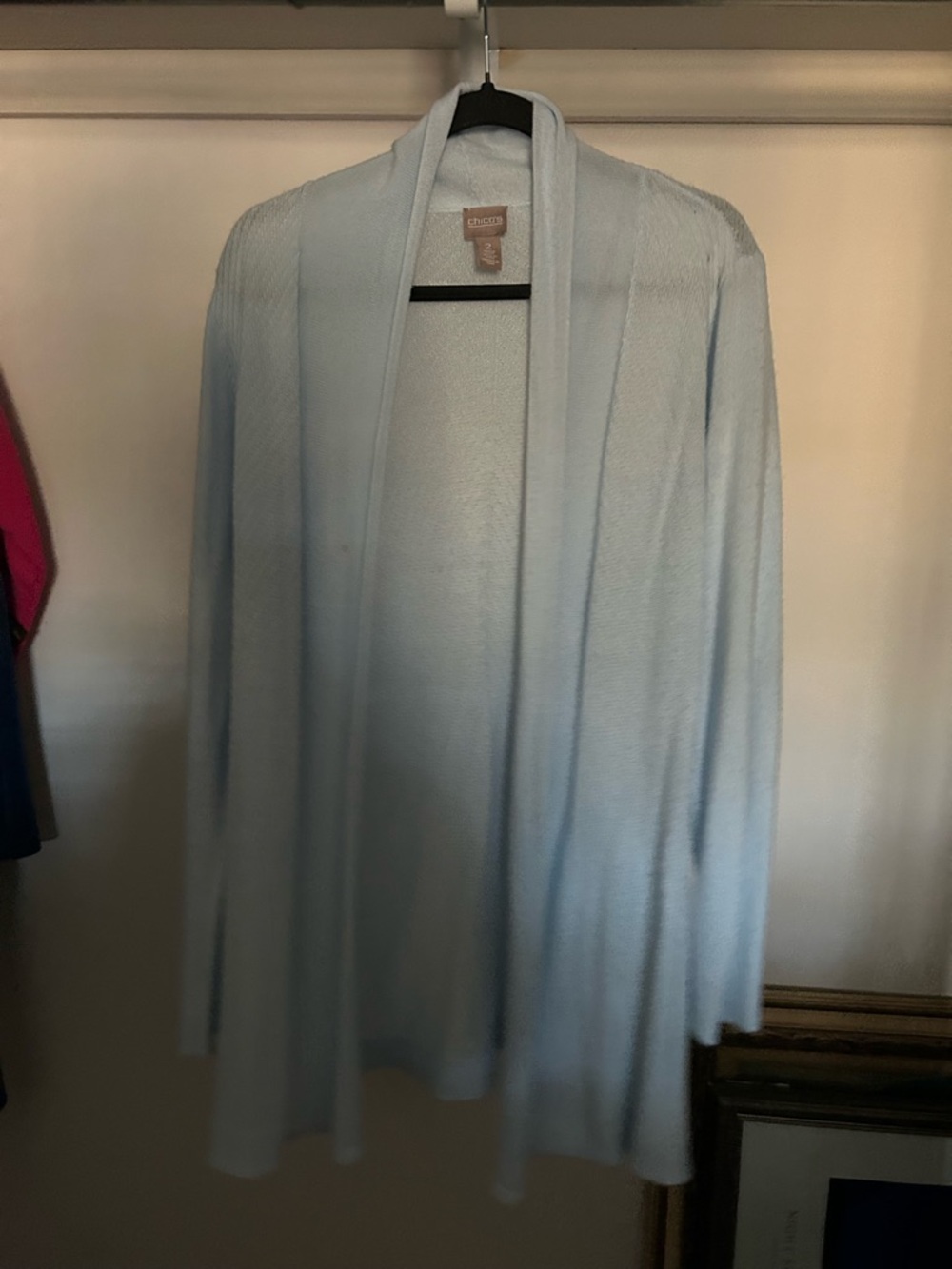 Chico's Size 2 Pale Blue Cozy Open-Front Cardigan